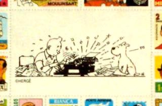 Alt center of Tintin labels sheet