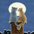 Kitties singing in the moonlight