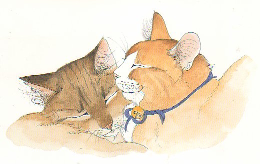 Drawing of two cats in love