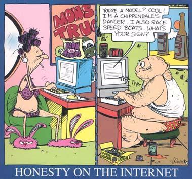 Seniors in Internet Honesty Cartoon