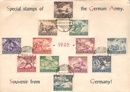 1943 Hero Memorial set of 12 stamps on large 5½ x 8-in display card, canceled 11/6/43