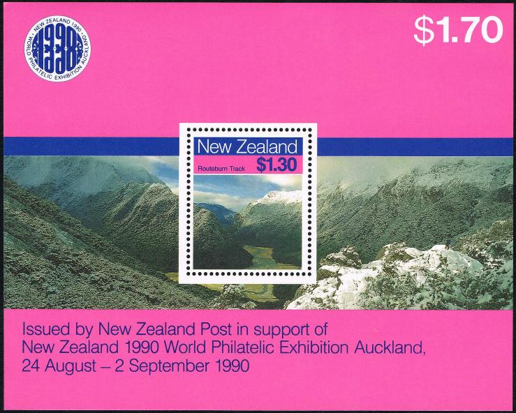 New Zealand ~ World Philatelic Expo, Auckland ~ Souvenir Sheet ~ 1990