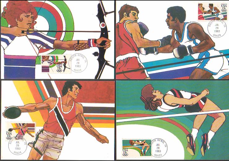 1984 Los Angeles Olympics maximum card first day covers (FDC) set of 4