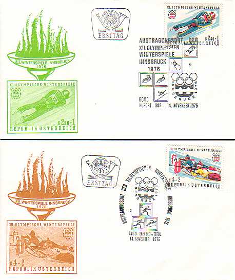 Innsbruck, Austria 1976 Winter Olympics set of 4 first day covers (FDC)