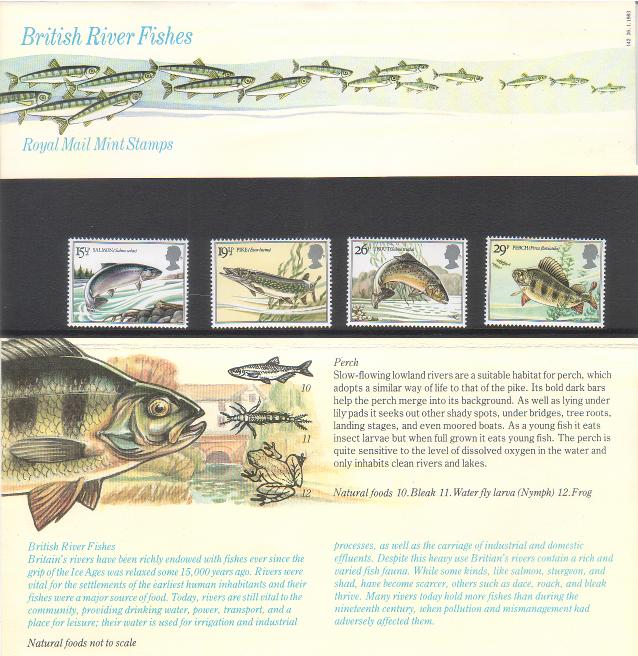 Great Britain ~ 4 River Fishes stamps ~ 1983