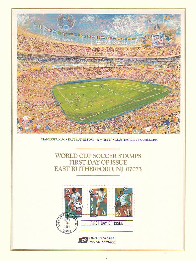 U.S. ~ World Cup Soccer stamps ~ FDC panel ~ 1994