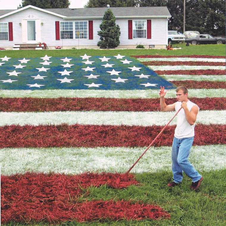 Flag on the front lawn, S. Milford, IN