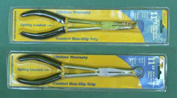 Set of 2 Long Reach Pliers, 11 in Long<br />90° end and Hose & Cable end ~ BRAND NEW