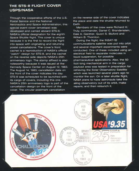 Presentation folder Page 4 with the STS-8 Flight Cover