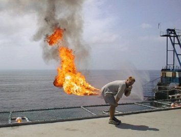 Fart fire on an aircraft carrier