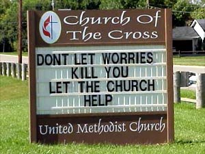 Sign in front of church