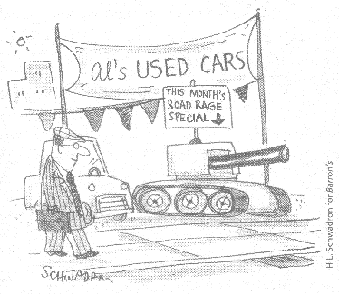 Used tank for road rage cartoon