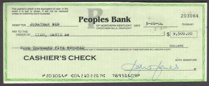 Cashier's check