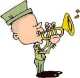 Soldier blowing bugle